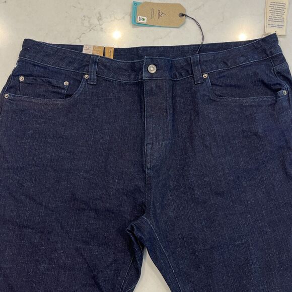 Prana Hillgard NEW Jeans Mens 42x34 Blue Dark Rinse Tapered Leg Slim Fit Organic - Picture 4 of 13